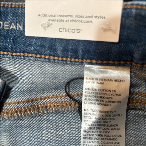 Chico's So Slimming Girlfriend Slim Leg Jeans with Bleached Floral Print. - Picture 7 of 10